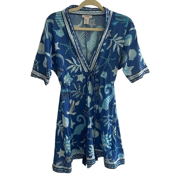 Haute Hippie Blue Sea Turtle Swimsuit Coverup Dress Women’s Small Beach Shells - Picture 1 of 4
